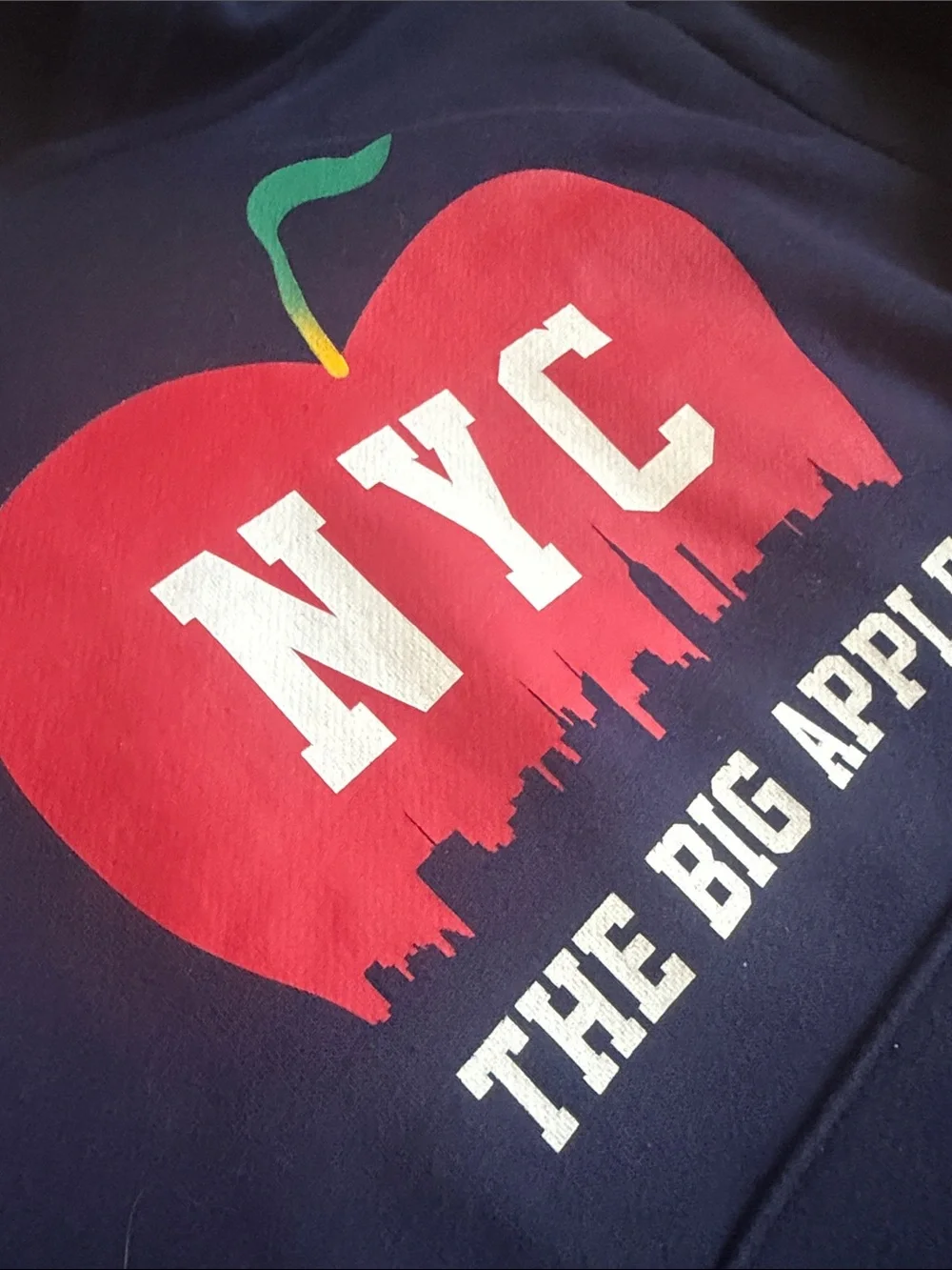 Old Navy Kids Navy Hoodie with Red NYC Apple Graphic M (8)